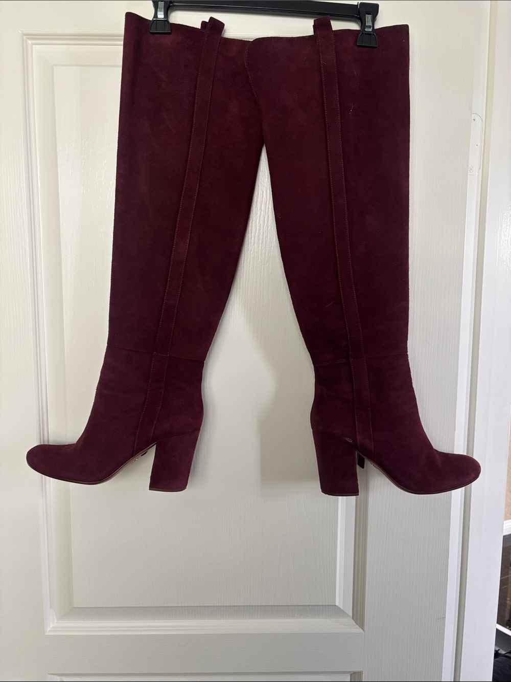 Vince Camuto Women's Burgundy Suede Over-the-Knee Block Heel Boots